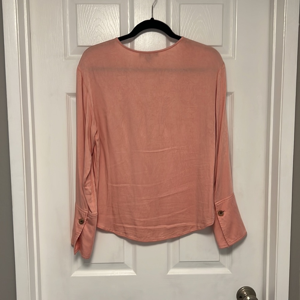 Something Navy Pink Button Front Long Sleeve Top - image 8